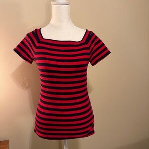 Anthropologie Striped Red and Navy Women's top